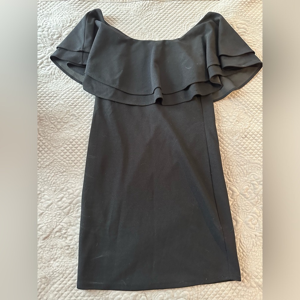 Black off-the-shoulder ruffle dress, Favlux (M)